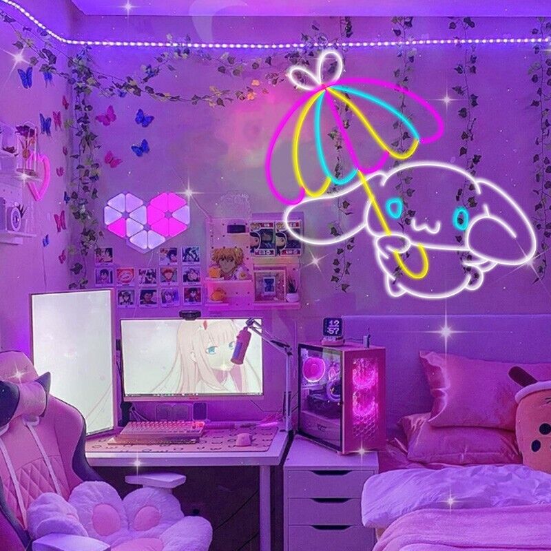 NEON CINNAMOROLL | Gamer Decor | KITTY Girl | eBay Wall Room LIGHTS LED HELLO