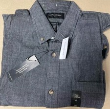NWT new Banana Republic Untucked Grey Long Sleeve button down Shirt XL/Tall