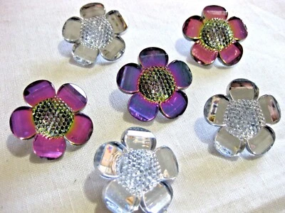 5 Mantelknöpfe Jacken-Knöpfe Blumen Blüten verschiedene Farben, 40 mm K15.1E - Bild 1 von 3