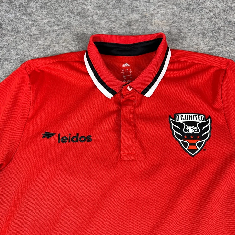 Adidas Climalite Polo D.C. United Leidos Logo MLS Soccer Red Mens Large L - Image 2 of 4