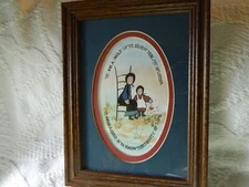 Sandy Lord Signed Framed Double Matted under glass Watercolor Amish Mother Child