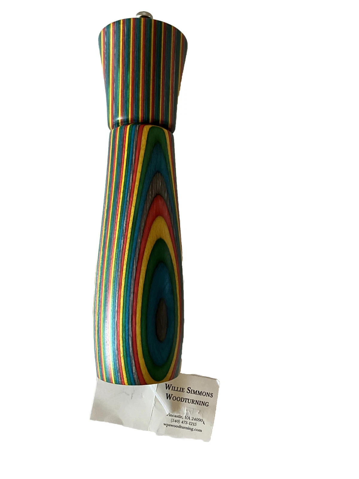 WILLIE SIMMONS CONFETTI HAND MADE WOOD PEPPER MILL New One For Sale