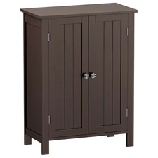 Wooden Storage Cabinet w/ 2 Doors Bathroom Floor Kitchen Cupboard Grey