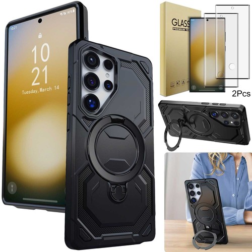 For Samsung Galaxy S23/Plus/Ultra/FE Case Slim Ring Stand Cover/Screen Protector - $11.99