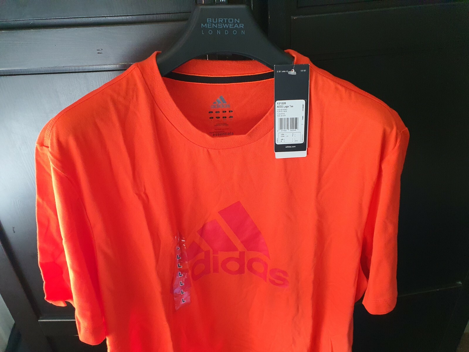Camisa Clásica para Correr Original Adidas Performance Naranja Oscuro Negra Talla L ¡Nueva con Etiquetas!
