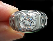 3 ct Extra Brilliant Men's Ring Top Vintage CZ Imitation Moissanite Simulant 11