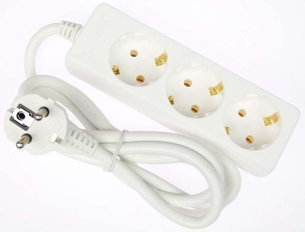 3 Fach Stromleiste Steckdosenleiste Weiss Mehrfachsteckdose Mehrfachstecker 1,4M-image