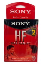 Sony High Fidelity HF 90 Minute Blank Audio Cassette Tapes. 2 Pack New Sealed