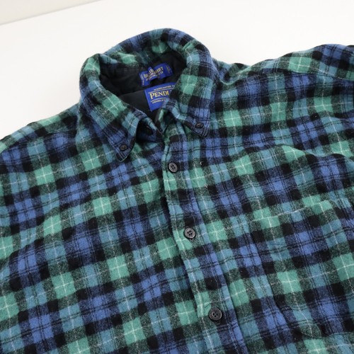 Vtg Pendleton Wool Lamont Board Shirt Mens Small Blue Green Shrunk Scraps Fabric - Picture 5 of 8