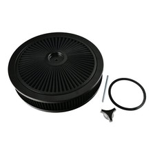 14 X 3 Black Round High Flow Thru Washable Air Cleaner Drop Base For Sbc Bbc