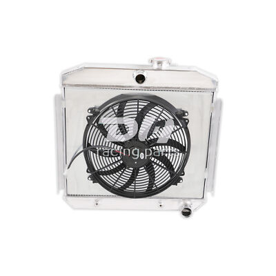 4Row Radiator+Shroud Fan For 1955-56-1957 Chevy Bel Air/ Del Ray/150 210 3.8L I6