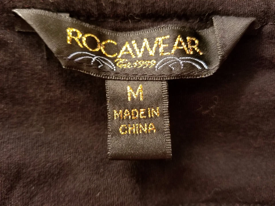 Rocawear Womens Shirt Top Blouse Size M Medium Black Silver Logo - Image 2 of 4