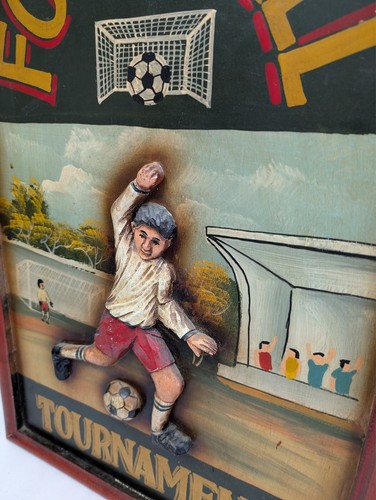 Letrero de pub publicitario de madera en relieve 3D grande vintage torneo de fútbol 24 pulgadas - Imagen 10 de 11
