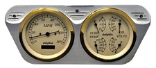 1953 1954 1955 Ford Truck 5" 2 Gauge Quad Dash Panel Insert Cluster Set Gold