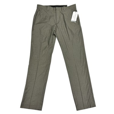 Perry Ellis Mens Slim Fit Non-Iron Stretch Heathered Dress Pants Brown 30x30