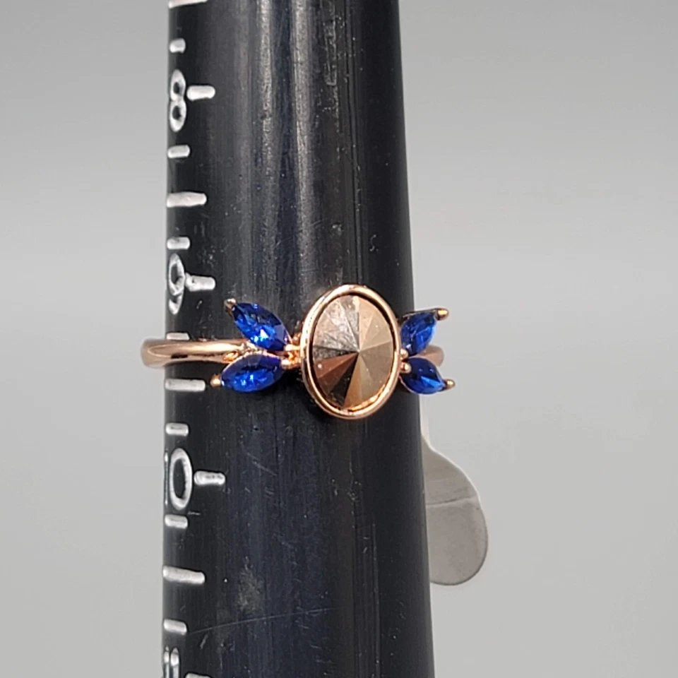 Anillo Piedras Azules Joyas Fragantes Talla 9 Tono Oro Rosa Nuevas Medidas 9.25 Foto 4 de 4