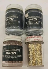 Vintage Aluminum Glitter Chromatone Alumatone Glass Jar Hazel Atlas Craft Pink