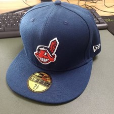 NEW Cleveland Indians Wahoo Logo CLE MLB Navy Men's 59FIFTY 5950 Fitted Cap