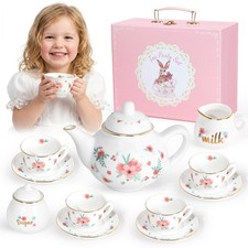 Porcelain Tea Set for Girls, Party Little child-size, Pink