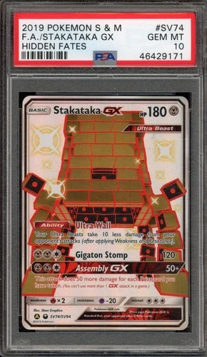 Pokemon Stakataka GX Hidden Fates Full Art #SV74 PSA 10 Gem Mint