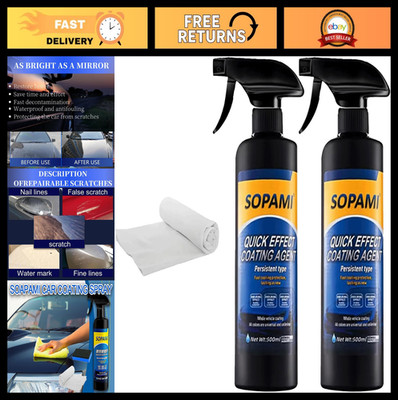 Car Coating Spray & Scratch Wax Polish - Waterless Wash, Quick Shine, 2 pcs