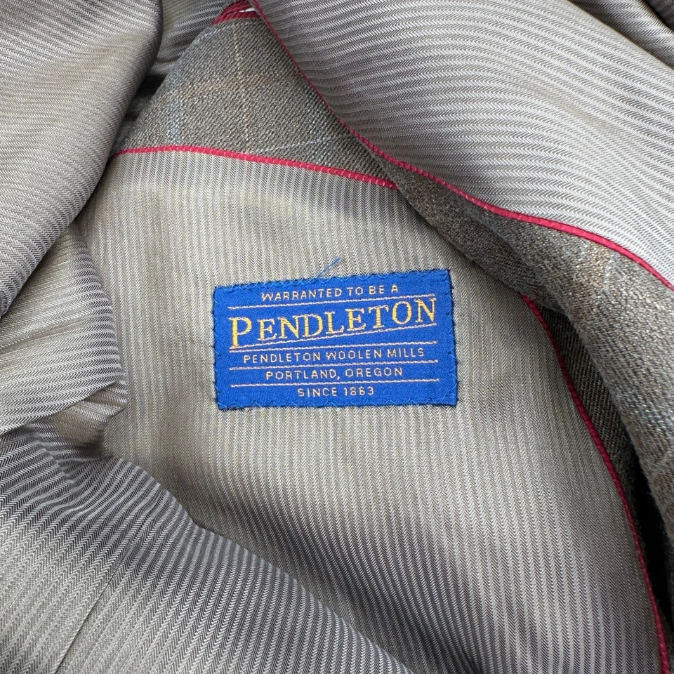 Casaco esportivo xadrez masculino Pendleton Woolen Mills blazer tamanho 46R mistura de lã de seda - Imagem 2 de 4