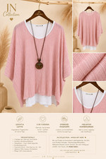 JN Collection Damen 3-tlg Oversize Bluse Plis...