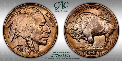 CACG MS-66 1938-D Buffalo Nickel, Radiant, Impeccably Struck, Superb Gem.