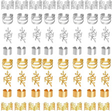40 PCS Gold Silver Hair Braids Jewelry Charm for Women, Dreadlock Non-Piercing E