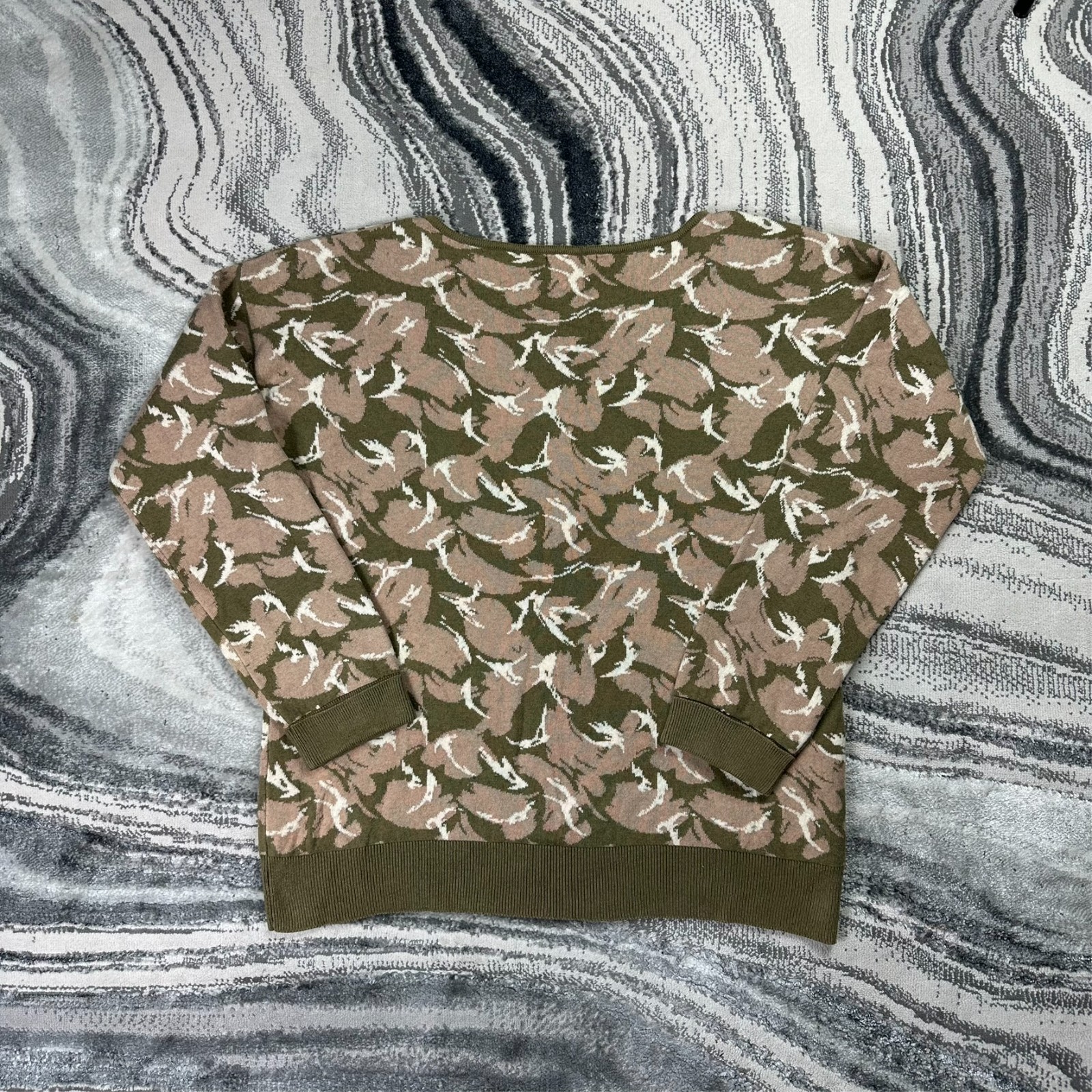 Vintage Barbour Marne Botanical Patterned Beige Olive UK 18 Pullover Knit Jumper image 8