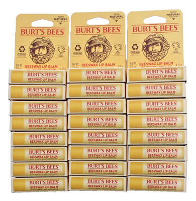24-PACK / Burt's Bees - Original Beeswax - Lip Balm Lip Moisturizer