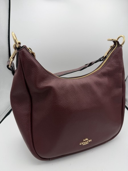 Coach Jules Hobo CC756 Pebble Leather Burgundy Shoulder Bag Gold Tone