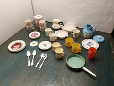 42 Assorted Vintage Children's Plastic Tea Set Items - S Shortcake, Charmkins...