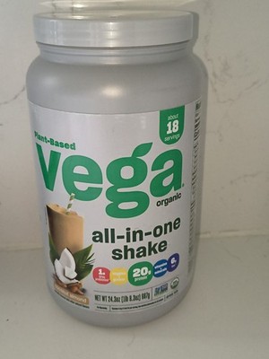 Vega Plant-Based All-in-One Protein Powder Nutrition Shake, Coconut Almond, 2lb