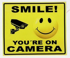 Smile Your On Camera Decal Sticker In Out Door 7 X 6 IN. Yellow