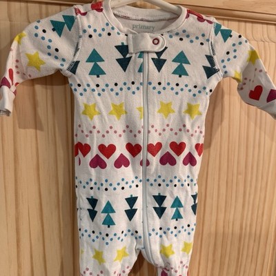 Primary Pajamas Organic Cotton Holiday Hearts Tree Festive Footies 0-3 months
