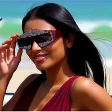 Sparkling Rhinestone Sunglasses Women Glam Party Festival Shades Gafas Eyewear