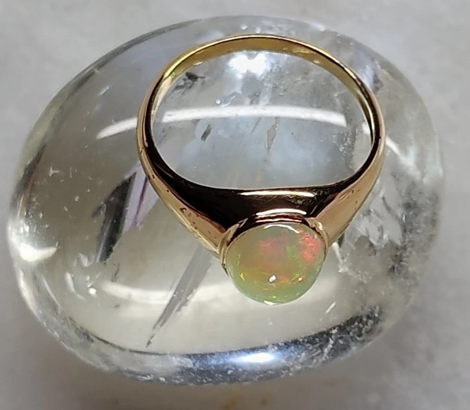 OPAL Ring Gr.20 (ca63) 925 Sterling Silberring Vergoldet Oval Cabochon 8 x10 mm - Bild 4 von 4