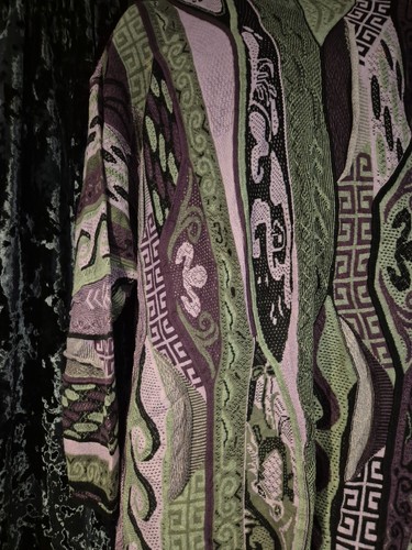 Bergatti XL Coogi Style Sweatshirt Purple Vintage Heavy Knit Hip Hop Style Y2k - Picture 14 of 24