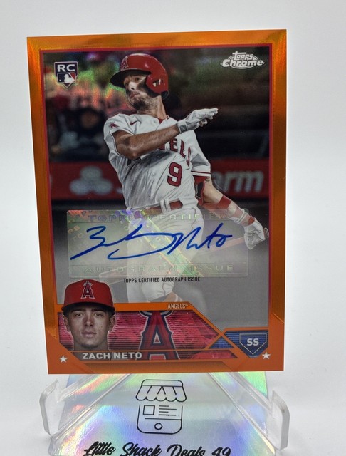 2023 Topps Chrome Update Zach Neto Orange Refractor Auto /25 RC