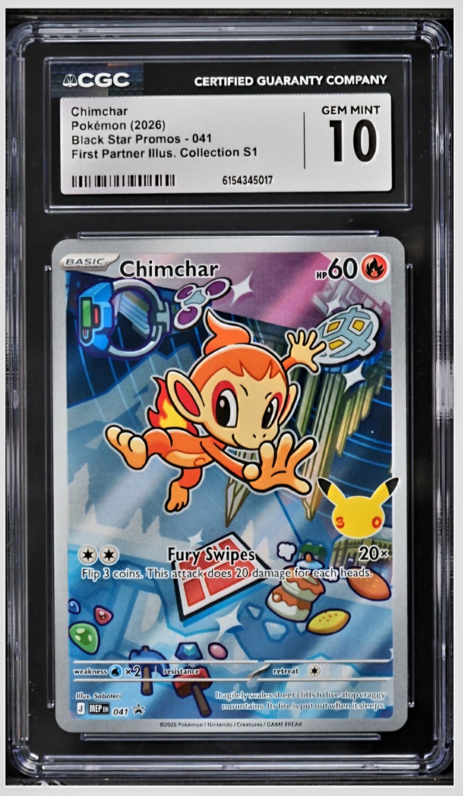 2026 😺 CGC 10 Chimchar 041 Me: Mega Evolution Promo Holo S1 First Partner ILL. 