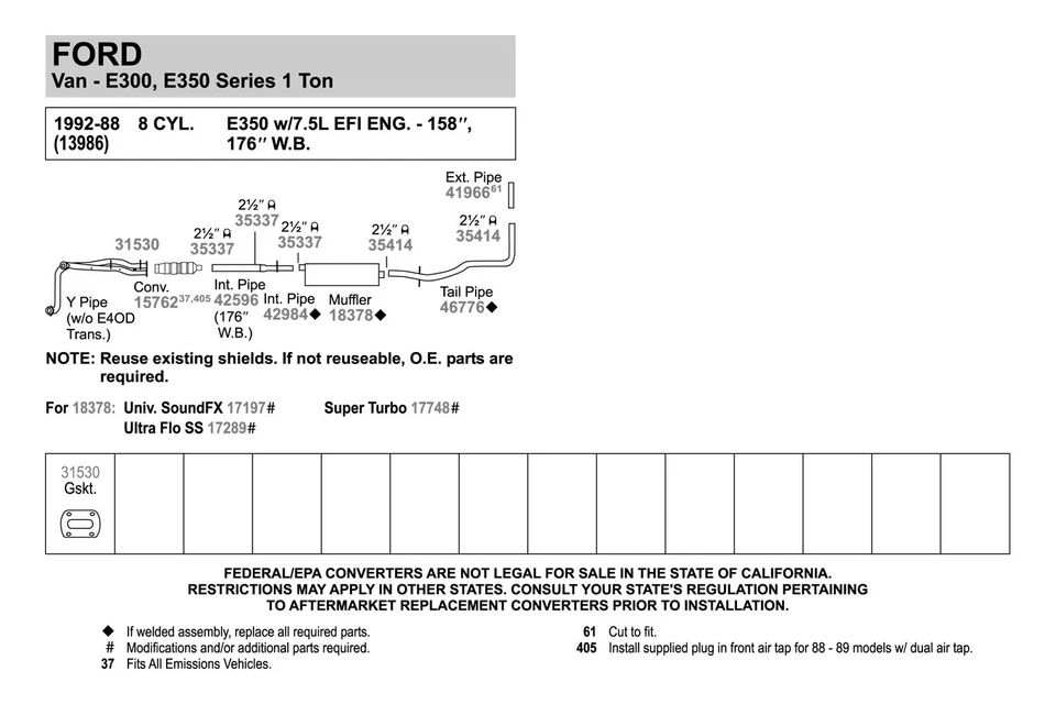 For Ford E-350 Econoline 88-96 Walker Aluminized Steel Exhaust Intermediate Pipe - Imagem 4 de 4