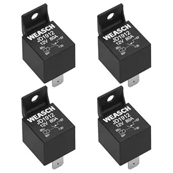 4 Pack Car Relay, 12V 80A, 4 Pin SPST, Automotive Swi Item Package Quantity: 4