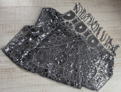Bauchtanz Bauchtanztuch Stola Pailletten grau silber glitzernd