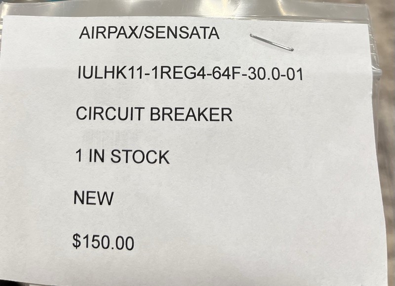 Airpax/Sensata Circuit Breaker 30A 250V Time Delay P/N IULHK11-1REG4