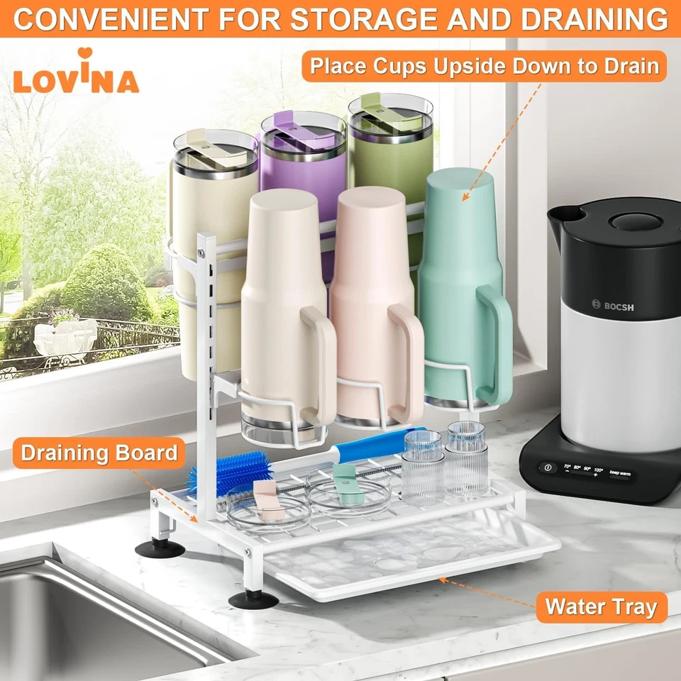 Estante de almacenamiento de tazas aislado de gran capacidad para organización de botellas de estante de cocina Foto 3 de 4