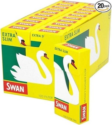 swan Swan Extra Slim Filter Tips Full Box 20 Packs Of 120 = 2400 Tips