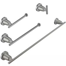 4-Piece Bath Hardware Set with Towel Bar Towel Hook and Toilet Paper Holder in B