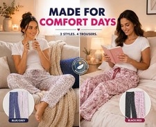Ladies 2 Pack Cotton Harem Lounge Beach Pyjama Bottoms Drawstring Waist 8-22