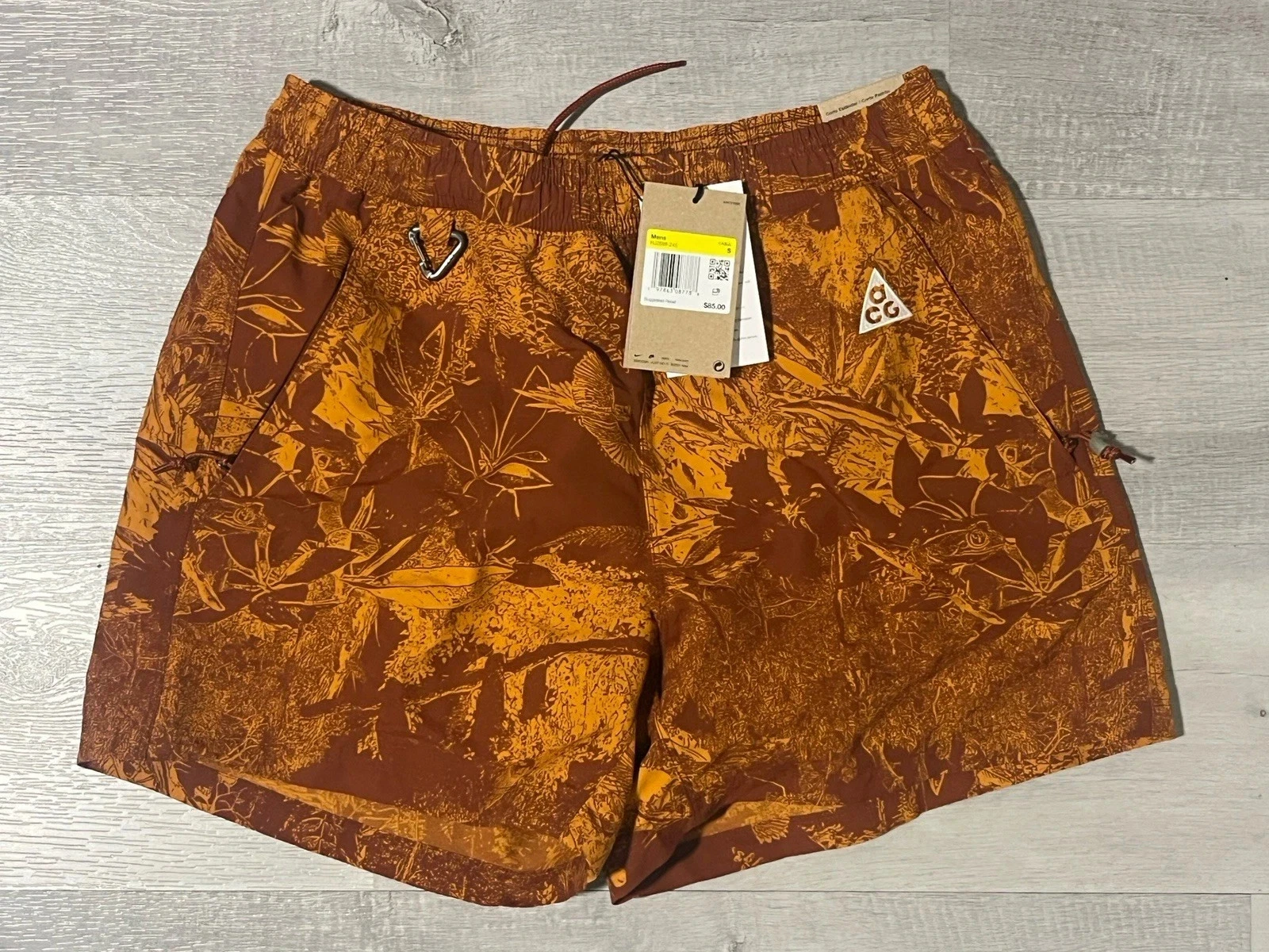 Nike ACG Shorts Reservoir Goat Mens Size Small Floral Print HJ2889-245 Brown NEW